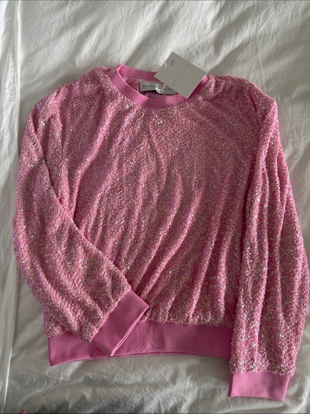 Endless Rose Pink Sequin Crewneck Sweater